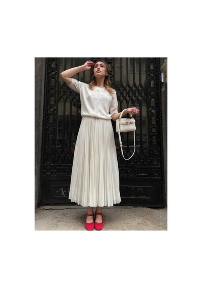 Youknitwear You Wanda %100 Pamuk Triko Hırka Beyaz