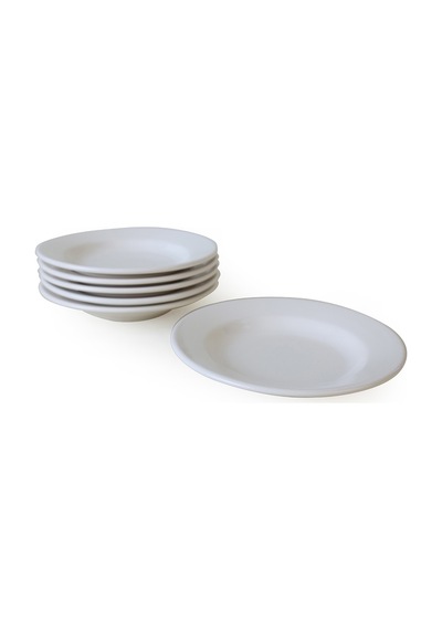 Keramilka Beyaz Linda Yemek Tabağı 21 Cm 6 Adet 006 Beyaz