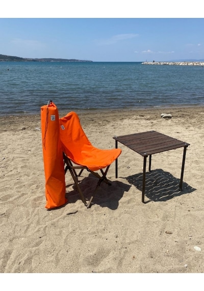 Bag The Joy Ahşap Antrasit İskelet - Turuncu Kılıf Sandalye Turuncu