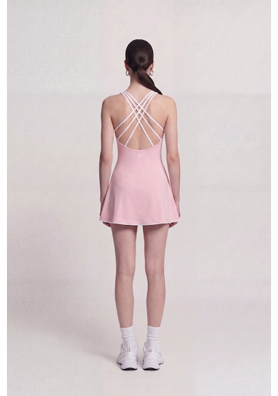 Holly Lolly İçi Şortlu Sırtı İp Detaylı Mini Mariya Elbise Pembe