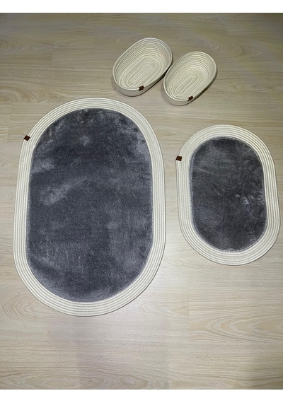 Senza Atelier Lüks 4 Lü Banyo & Antre Seti Krem Halat Çerçeveli, Gri Peluş Dokulu Paspas Takımı Ve 2 Li Sepet Açık Gri - Antrasit Senza Atelier Lüks 4 Lü Banyo & Antre Seti Krem Halat Çerçeveli, Gri Peluş Dokulu Paspas Takımı Ve 2 Li Sepet Açık Gri - Antrasit