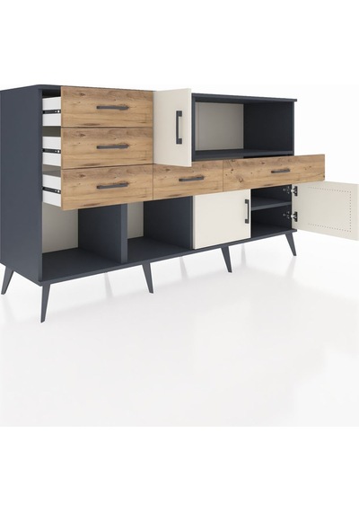 Kronos Konsol 2 Raflı 5 Çekmeceli 3 Kapaklı 176x59x99 Antrasit-ay Antrasit-aytaşı/çam Kronos Konsol 2 Raflı 5 Çekmeceli 3 Kapaklı 176x59x99 Antrasit-ay Antrasit-aytaşı/çam