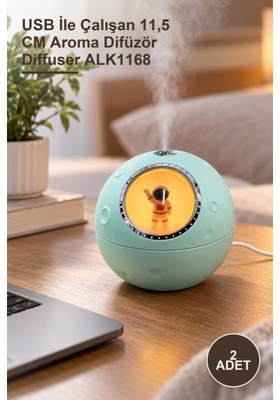 2 Adet Ledli Buhurdanlık Difüzörü Usb İle Çalışan 11,5 Cm Aroma Difüzör Diffuser Alk1168