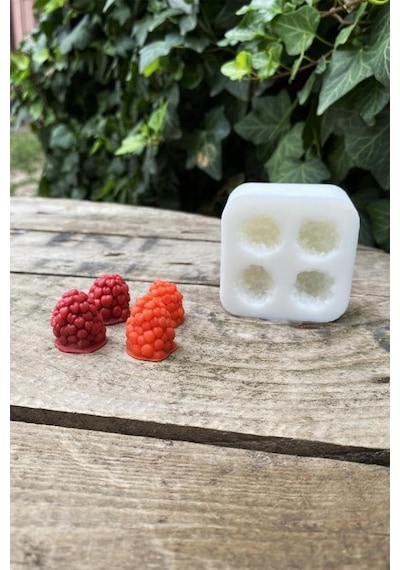 Rufus Concept Böğürtlen Dörtlü Mum Kalıbı Silikon 2 X 1,7 X 2 Cm Küçük Süsleme Kalıbı 1 Adet