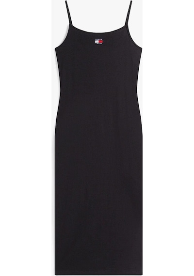 Tommy Hilfiger Tjw Strappy Badge Rıb Mıdı Dress-8722 Black