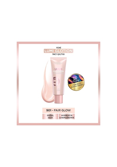 L'oréal Paris Glotion All-in-one Doğal Işıltı 901 - Fair Glow 40 Ml Highlighter, Likit Aydınlatıcı Diğer