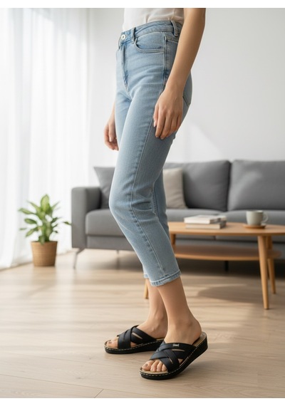 Vojo Aw1 Ortopedik Yumuşak Hafif Taban Kadın Terlik 267800001881 01 Siyah Siyah