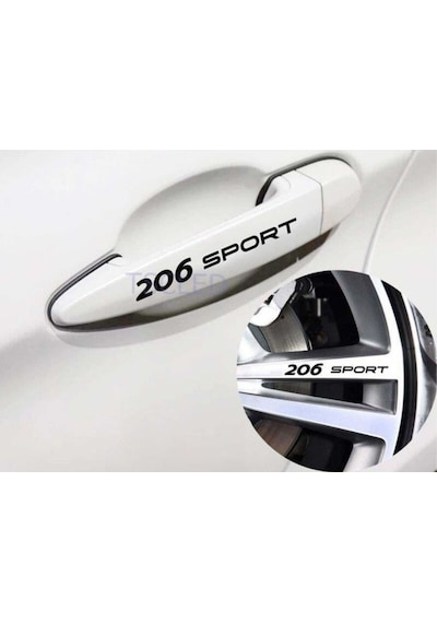 Peugoet 206 Sport Kapı Kolu Ve Jant Sticker Seti 8 Adet