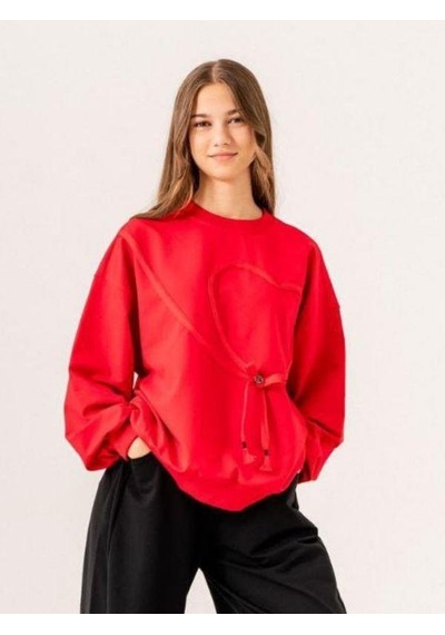 Kız Çocuk Ekstrafor Kalp Detaylı Tasarım Sweatshirt-14225 Siyah