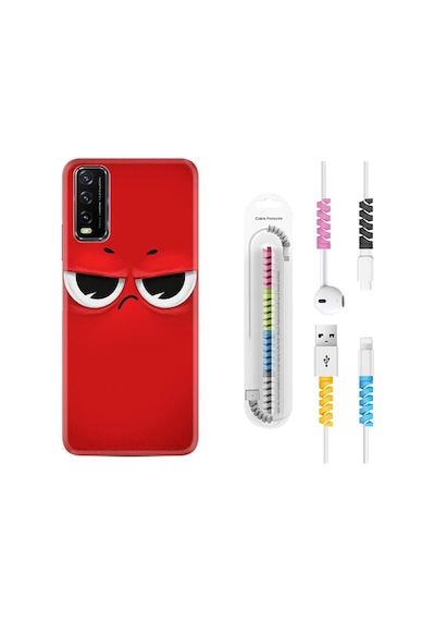 Vivo Y20S Kılıf Kablo Koruyuculu Red 1829