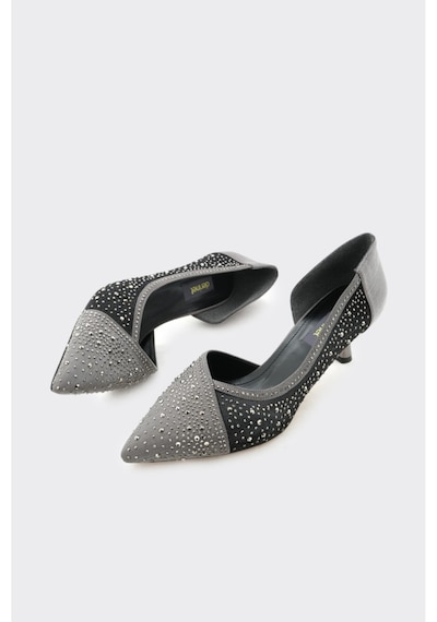 Derinet Melina Kısa Topuklu Stiletto Platin Platin