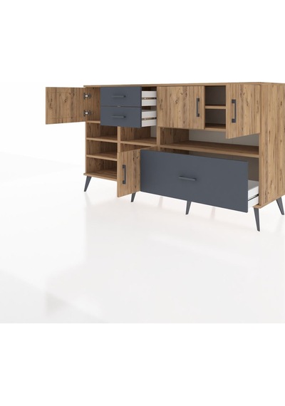 Kronos Konsol 7 Raflı 3 Çekmeceli 4 Kapaklı 176x59x99 Çam-çam/ant Çam-çam/antrasit
