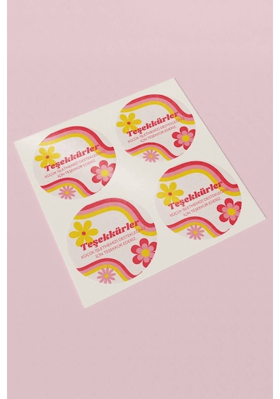 Thank You Renkli Yuvarlak Teşekkür Etiketi Sticker 3x3cm St2076 Çok Renkli