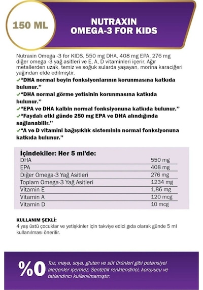 Omega 3 Balık Yağı 150 Ml Tutti Frutti 2 Adet