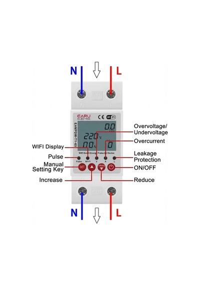 Earu Eampdw-ty-63 230v Tuya Wifi Akıllı Toprak Kaçağı Devre Koruyucu