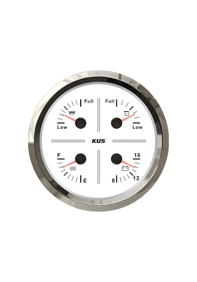 KUS 4'lü Temiz Su + Atık Su + Gri Su + 12V Voltmetre Göstergesi Beyaz 111mm