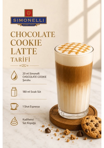 Simonelli Çikolatalı Kurabiye Chocolate Cookie Aromalı Kahve ve Kokteyl Şurubu 700  ML + Pompa