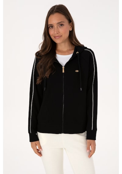 U.S. Polo Assn. Kadın Siyah Fermuarlı Kapüşonlu sweatshirt 50314187-VR046
