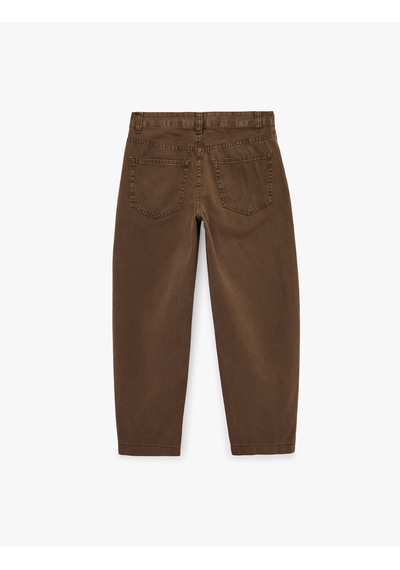 Koton Regular Fit Normal Bel Düz Paça Pamuklu Balon Pantolon - Balloon Jeans Kahverengi 6sal40115mw Kahve
