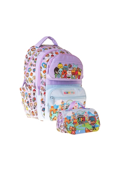 Kaukko Kids Toca Life Lila - Turkuaz Kız Çocuk İlkokul Sırt Çantası Ve Kalem Çantası Seti - Setkk-l5338c Çok Renkli