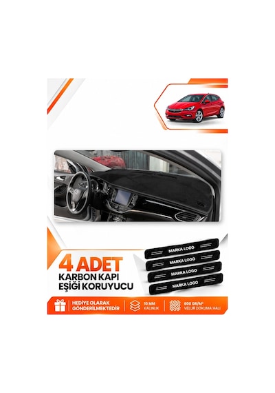 Opel Astra K 2015-2021 Uyumlu Torpido Koruma Koruyucu Kılıfı Halısı Örtü Göğüs - Siyah