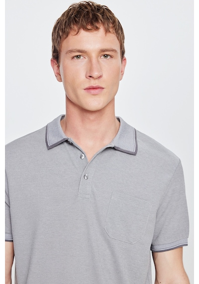Ac&Co / Altınyıldız Classics Polo Yaka Cepli Regular Fit Bol Kesim Düz Tişört - 465114609 Gri