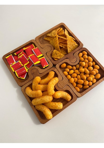 Hbs Art Design Ahşap Geçme 4 Lü 30 Cm Çerezlik