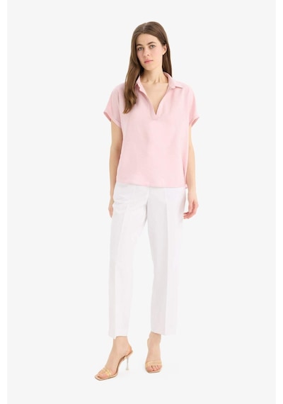 DeFacto Comfort Fit Gömlek Yaka Basic Düz Kısa Kollu Bluz E5989AX25SPPN130 DeFacto Comfort Fit Gömlek Yaka Basic Düz Kısa Kollu Bluz E5989AX25SPPN130