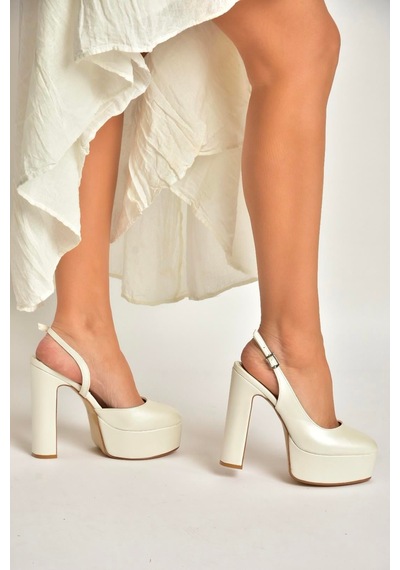Fox Shoes Y246195109 Sedef Platform Kalın Topuklu Kadın Abiye Ayakkabı SEDEF