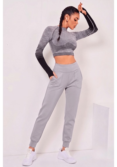 Genius Store Kadın Jogger Eşofman Esnek Yüksek Bel Jogger Eşofman Altı Kadın-jgrtyt Gri