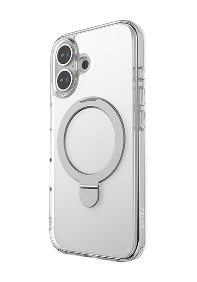 Apple Uyumlu iPhone 16 Kılıf Magsafe Raptic Air Stand Serisi Buzlu Transparan Standlı Kapak Şeffaf Şeffaf