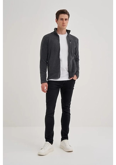 Cazador Caz 56330 Dik Yk. Polar Sweat Hırka Antrasit Antrasit