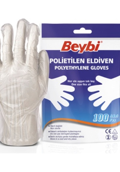 Beybi Pet Polietilen Eldiven 12 x 100'lü