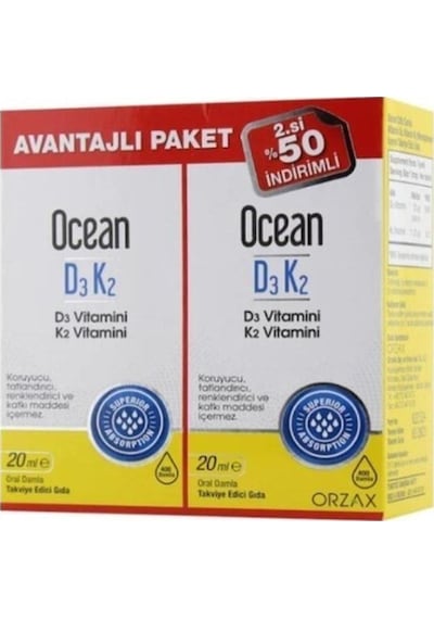 Ocean D3k2 Vitamin Damla 20ml X 2 Adet Avantajlı Paket