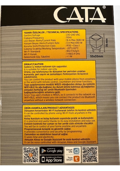Cata Ct-4010 Wifi Üzerinden Kontrol Edilebilen Akıllı Priz 2 Adet