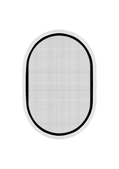 Kaymaz Taban Djt Banyo Mutfak Salon Halı Trend Saçaklı Oval Dokuma Desen E5007 Açık Gri