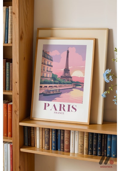 Paris Seyahat Posteri, Ahşap Çerçeveli Duvar Tablosu - Seyahat Severlere Hediye
