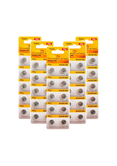 Powermaster AG13 LR44 Kartela Alkaline Düğme Pil 10 x 5'li