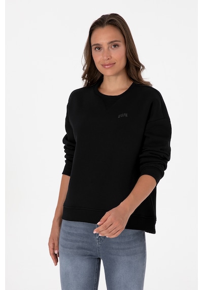 U.S. Polo Assn. Kadın Siyah Şardonlu Bisiklet Yaka Basic Sweatshırt 50313586-VR046