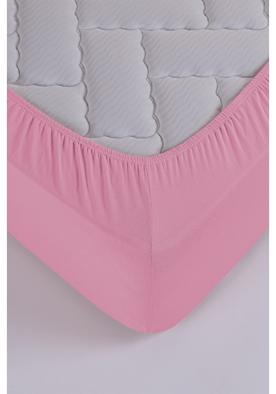 Penye-likralı Lastikli Çarşaf, 120 200 Tek Kişilik %100 Pamuk-elastan Örme Kumaş, 200 Gr/m² Pembe