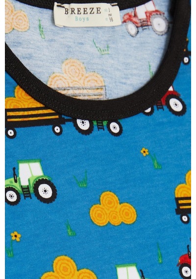 Breeze Girls & Boys Erkek Çocuk Şortlu Pijama Takımı Traktör Desenli 1.5-5 Yaş, Mavi-mavi Mavi