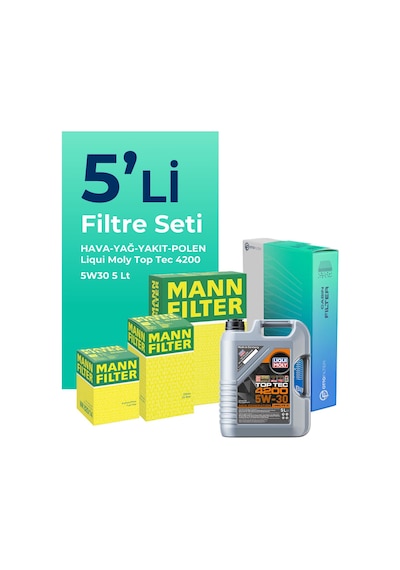 Mann Honda Cr-V 1.6 Dizel Filtre Bakım Seti Liqui Moly Motor Yağlı (2013-2018) 5 Li -