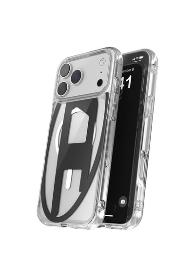 Diesel Apple iPhone 17 Pro Max Uyumlu Magsafe Destekli Oval D Metalik Kılıf - Siyah