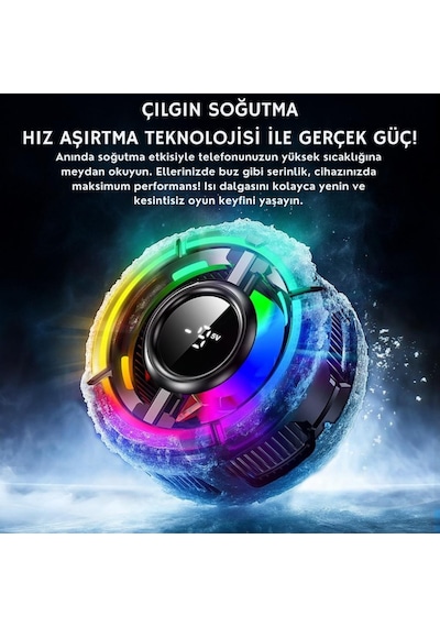Coofbe Gösteregeli 6000 Rpm Turbo Fan Işıklı Klipsli Buz Etkili Telefon Soğutucu Radyatör Tüm Telefonlara Uyumlu