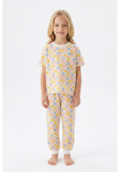 Bunny Hopp Kısa Kollu Renkli Kareli Çiçek Desenli Kız Çocuk Pijama Takımı - %100 Pamuklu Uyku Seti Çok Renkli Bunny Hopp Kısa Kollu Renkli Kareli Çiçek Desenli Kız Çocuk Pijama Takımı - %100 Pamuklu Uyku Seti Çok Renkli