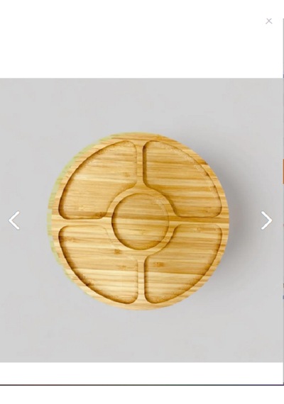 5 Bölmeli Bambu Yuvarlak Sunum Tabağı Kahvaltılık ,çerezlik 25 Cm