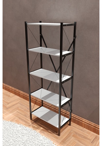Makbulce 5 Raflı Metal Kitaplık Beyaz