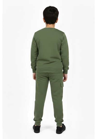 Baglan Erkek Çocuk Önü Baskılı Sweatshirt Ve Eşofman Alt Takım Bgl-st05248 Yeşil