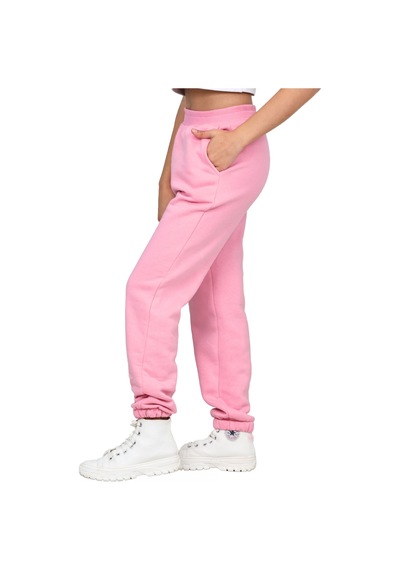 Erdem Kıds Kız Çocuk Paçası Lastikli 3 İplik Şardonlu İçi Pamuklu Okul Eşofman Altı Pantolon Pembe Pembe