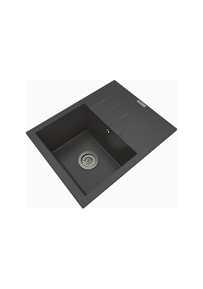 Polex Cristalüx Granit Evye P-S60 Antrasit Tezgah Altı Ve Tezgah Üstü Kare Mutfak Evyesi 60.5x49.5 CM